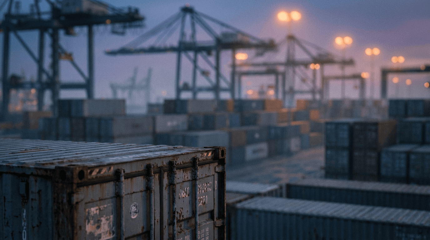 Logistics coordinator reviewing freight shipment at loading dock